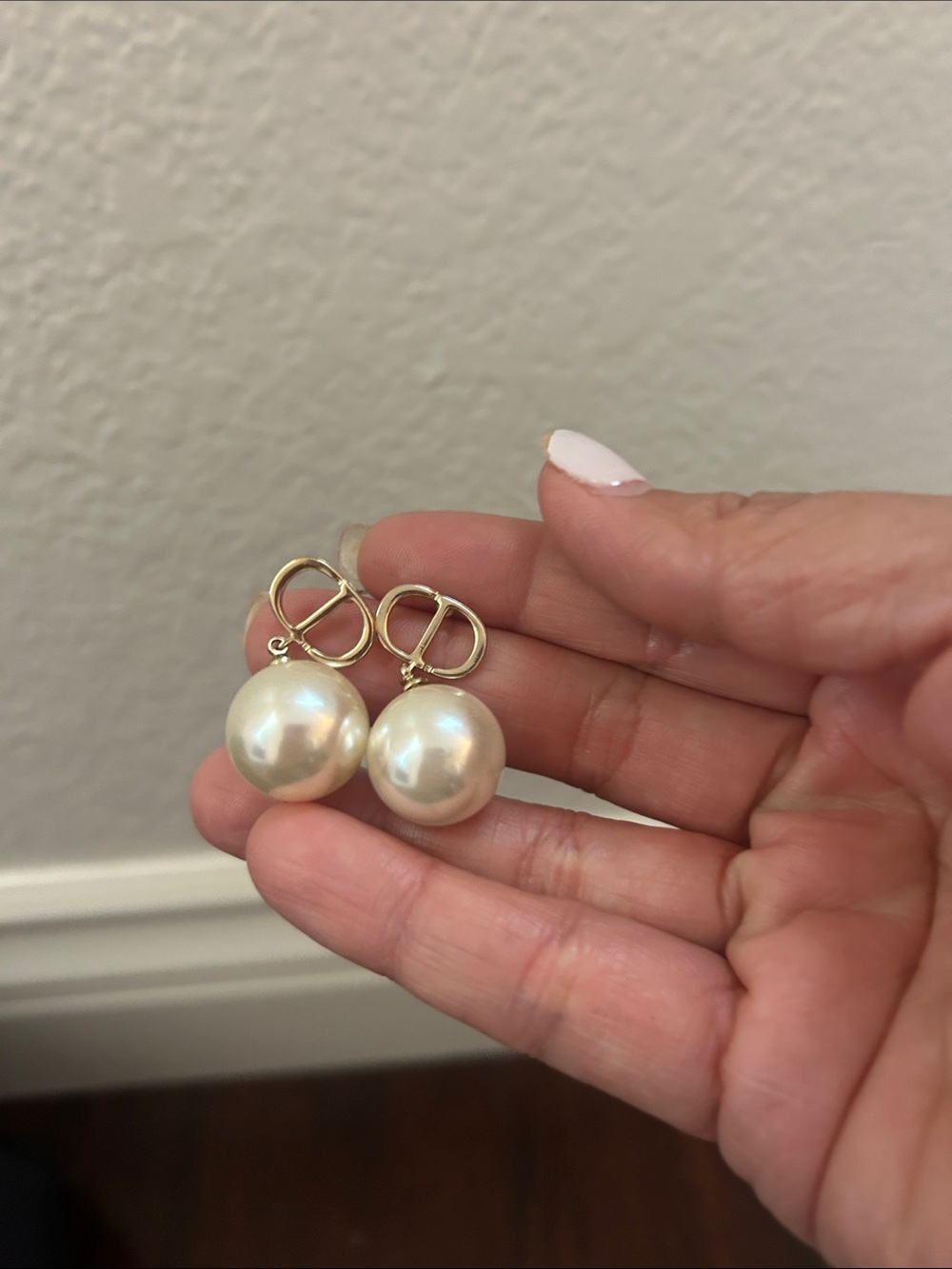 Gold-Tone Cream Pearl Drop Earrings